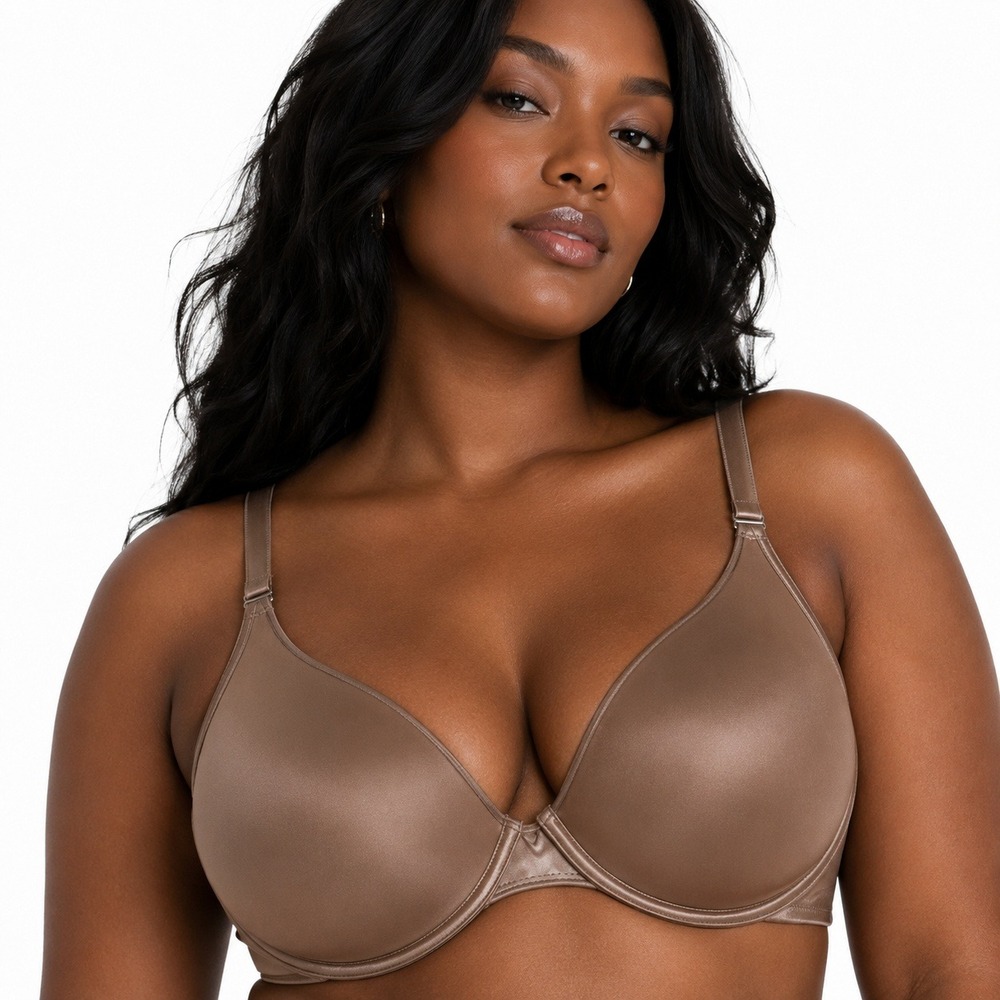Warner's Smoothing Full‎ Coverage T-Shirt Bra Solid Brown Underwire Satin 36D